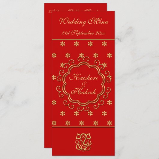 Sjabloon van het bindmenu Indiaas geïnspireerd roo Menu (Voorkant / Achterkant)