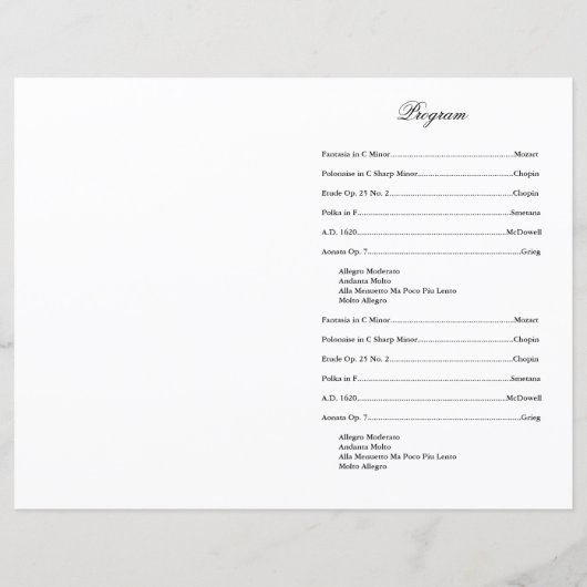 Sjabloon van het Black & White Music Overweging Pr (Achterkant)