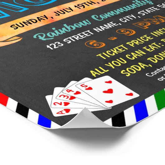 Sjabloon van het casinoavondschoolevenement poster (Hoek)