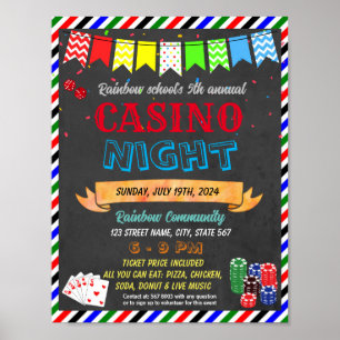 Sjabloon van het casinoavondschoolevenement poster