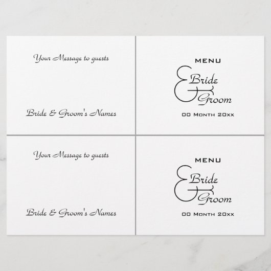 Sjabloon van het cocktailbuffet bruiloft menu (Achterkant)