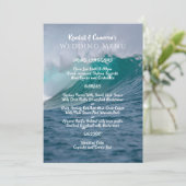 Sjabloon van het crashende Ocean Waves Wedding Men Menu (Staand voorkant)