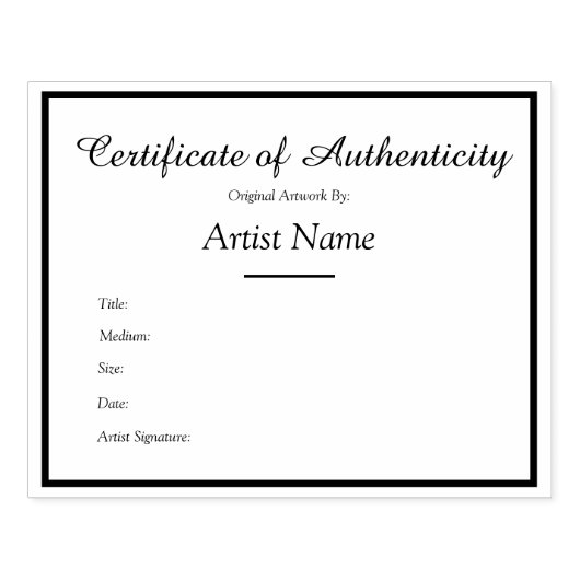 Sjabloon van het echtheidscertificaat Rubberstempel (Afrduk)