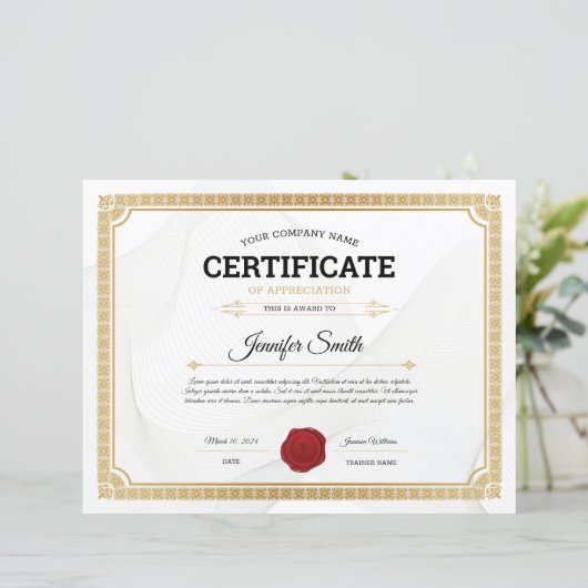 Sjabloon van het erkenningscertificaat (Staand voorkant)