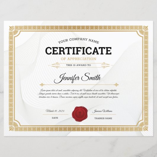 Sjabloon van het erkenningscertificaat (Voorkant)