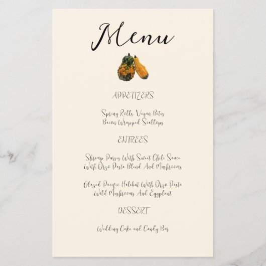 Sjabloon van het Fall Wedding Menu Two Gourds Flye (Voorkant)