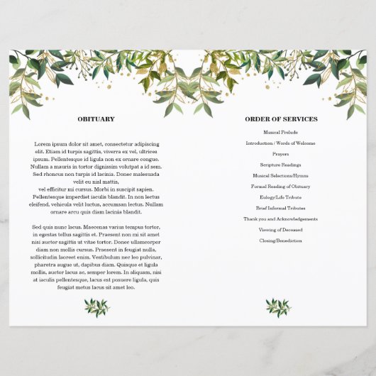 Sjabloon van het groene leef-begrafenisprogramma (Achterkant)