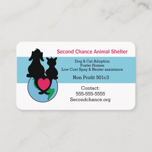 Sjabloon van het hart van het dier visitekaartje (Voorkant)