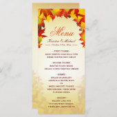 Sjabloon van het herfst Gold Red Fall Leaves Weddi Menu (Voorkant / Achterkant)