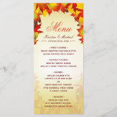 Sjabloon van het herfst Gold Red Fall Leaves Weddi Menu (Voorkant)