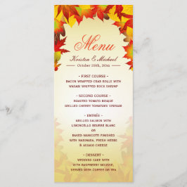 Sjabloon van het herfst Gold Red Fall Leaves Weddi Menu