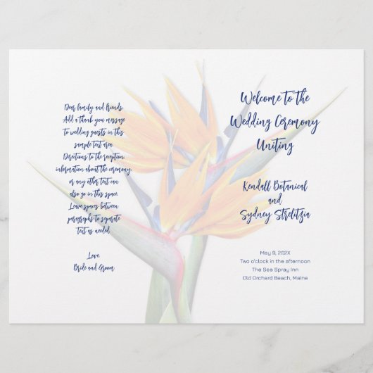 Sjabloon van het huwelijksprogramma van Bird of Pa (Voorkant)