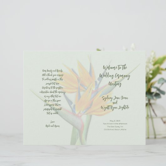 Sjabloon van het huwelijksprogramma van Bird of Pa (Staand voorkant)