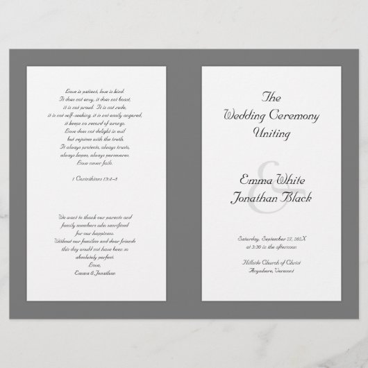 Sjabloon van het katholieke bruiloft-programma (Voorkant)