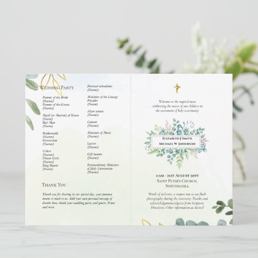 Sjabloon van het katholieke Weddenschap Nuptial Ma Kaart (Staand voorkant)