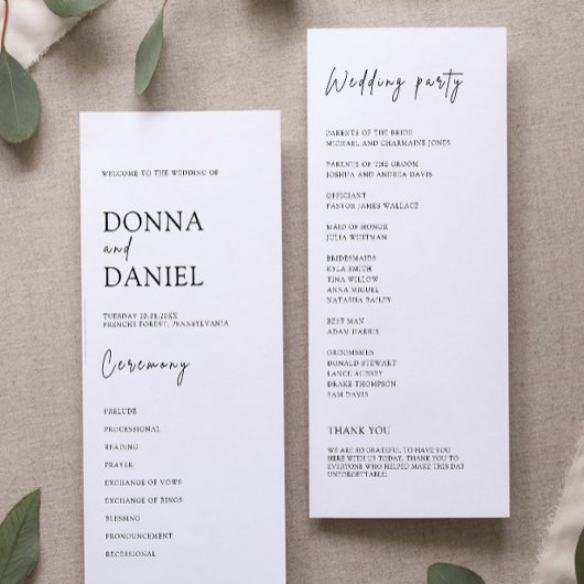 Sjabloon van het Modern Wedding Ceremony Program