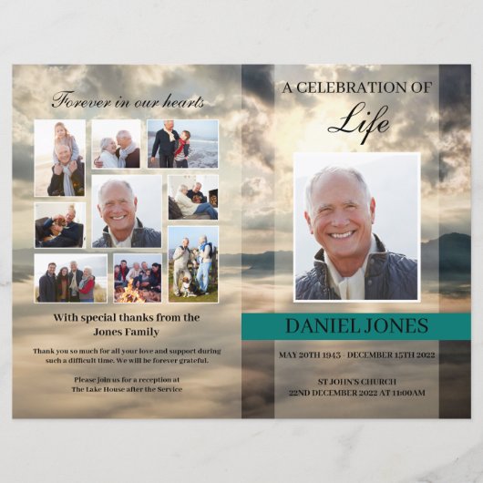 Sjabloon van het mountain Top Funeral Program (Voorkant)