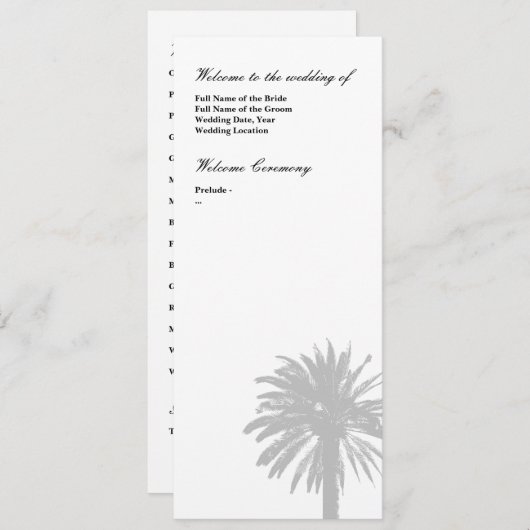 Sjabloon van het palmboomtrouwprogramma (Voorkant / Achterkant)