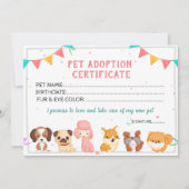 Sjabloon van het Pet Adoption Certificate Kaart (Voorkant)