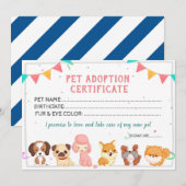 Sjabloon van het Pet Adoption Certificate Kaart (Voorkant / Achterkant)