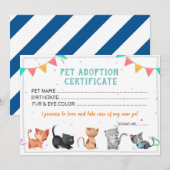 Sjabloon van het Pet Adoption Certificate Kaart (Voorkant / Achterkant)