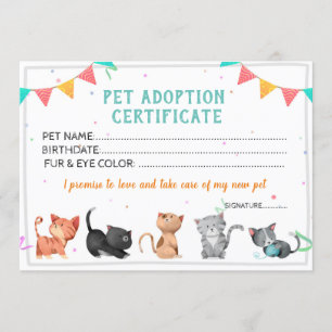 Sjabloon van het Pet Adoption Certificate Kaart