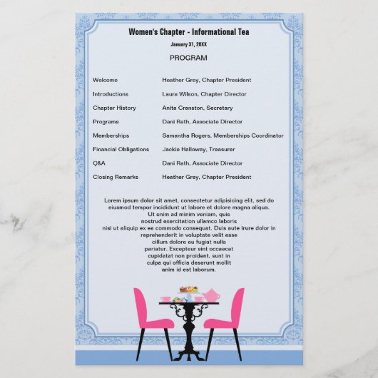 Sjabloon van het programma Tea Party (Voorkant)