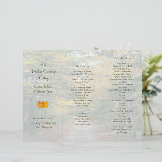 Sjabloon van het programma Tri-Fold Wedding Back R (Staand voorkant)