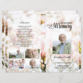 Sjabloon van het roze florale begrafenisprogramma (Voorkant / Achterkant)