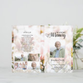 Sjabloon van het roze florale begrafenisprogramma (Staand voorkant)