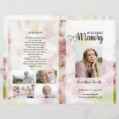 Sjabloon van het roze florale begrafenisprogramma (Voorkant / Achterkant)
