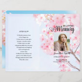 Sjabloon van het roze florale begrafenisprogramma (Voorkant / Achterkant)