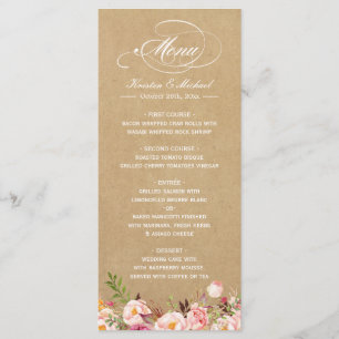 Sjabloon van het  Rustic Floral Kraft Wedding Menu
