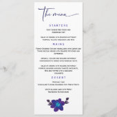 Sjabloon van het speciale blauwe orchidee-weddensc menu (Voorkant)