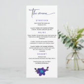 Sjabloon van het speciale blauwe orchidee-weddensc menu (Staand voorkant)
