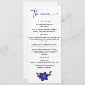 Sjabloon van het speciale blauwe orchidee-weddensc menu (Voorkant / Achterkant)