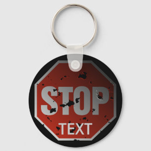 Sjabloon van het "STOP"-teken van Grunge - Sleutel Sleutelhanger