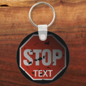 Sjabloon van het "STOP"-teken van Grunge - Sleutel Sleutelhanger (Voorkant)