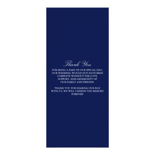 Sjabloon van het Trendy Navy & White Wedding Menu (Achterkant)