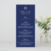 Sjabloon van het Trendy Navy & White Wedding Menu (Staand voorkant)
