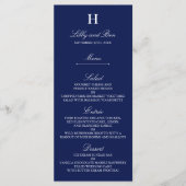 Sjabloon van het Trendy Navy & White Wedding Menu (Voorkant)