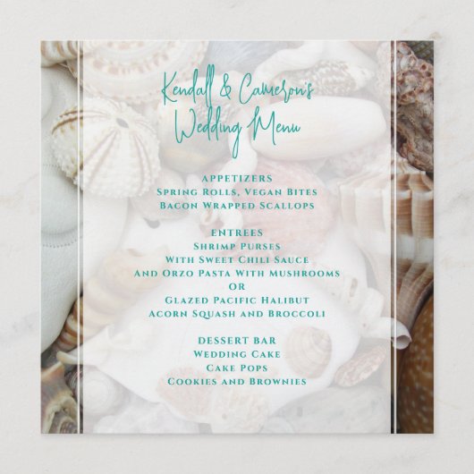 Sjabloon van het Vertrouwensmenu van de Zeeshells Menu (Voorkant)