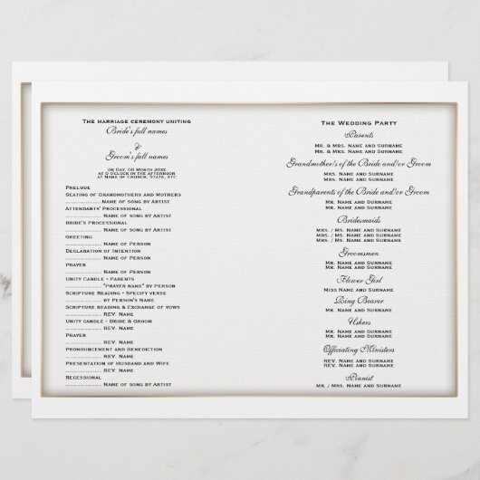 Sjabloon van het weduwenprogramma (twee) (Voorkant / Achterkant)