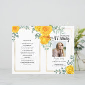 Sjabloon van het Yellow floral Funeral Program (Staand voorkant)