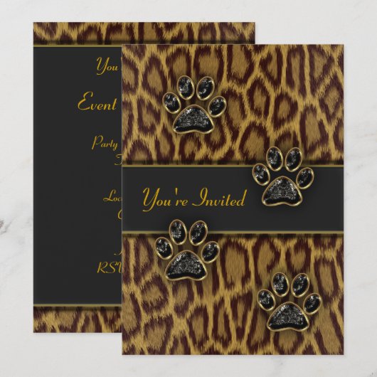 Sjabloon van leopard Print Party Kaart (Voorkant / Achterkant)