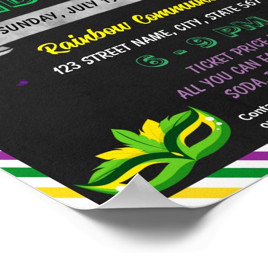 Sjabloon van Mardi Gras-voorval Poster (Hoek)