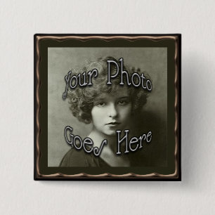 Sjabloon van metallisch Lijst koper Vierkante Button 5,1 Cm