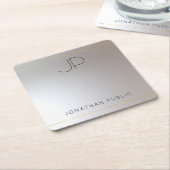 Sjabloon van Monogram Gold Silver Modern Elegant Kartonnen Onderzetters (Schuin)