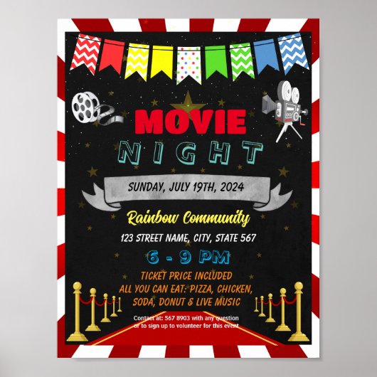 Sjabloon van Movie Night-evenement Poster (Voorkant)