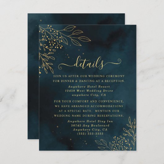 Sjabloon van Navy Gold Wedding Stationery (Voorkant / Achterkant)